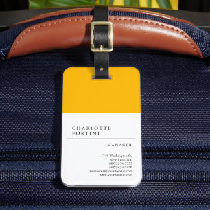 Modern Simple White Yellow Colour Minimalist Luggage Tag