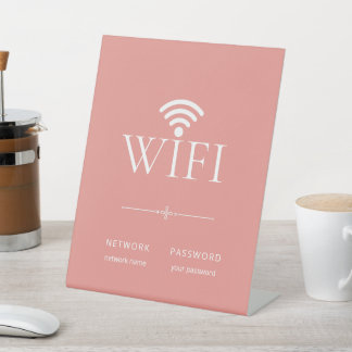 Modern Simple WiFi Network Password Sign Peach