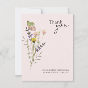 Modern Simple Wildflower Floral Wedding Thank You Card