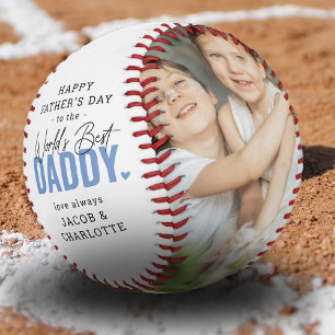 Modern Simple 'Worlds Best Daddy' Photo Keepsake Baseball