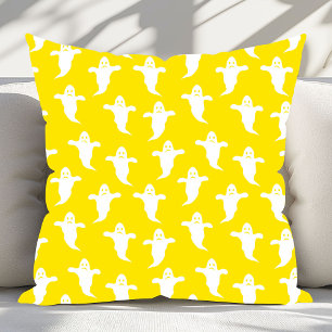 Modern Simple Yellow and White Ghosts Halloween Cushion