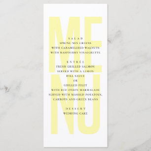 Modern simple yellow typography wedding dinner menu