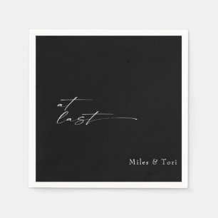 Modern Simplicity Black At Last Wedding  Napkin