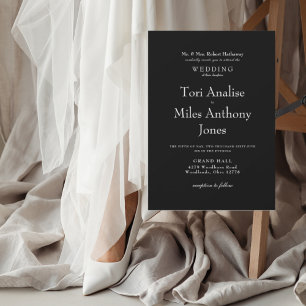 Modern Simplicity Black &  White Wedding Invitation