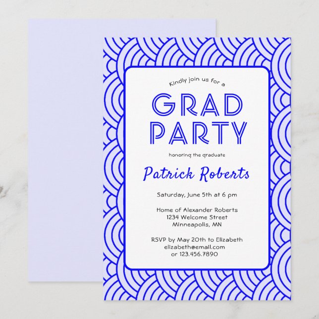 Modern Simplicity Blue Graduation Party Invitation (Front/Back)