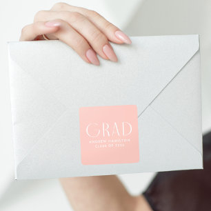 Modern Simplicity Blush Graduation Square Sticker