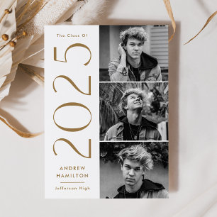 Modern Simplicity Brass 3 Photo 2025 Graduation Announcement