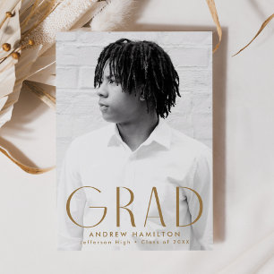 Modern Simplicity Brass Photo Graduation Announcement