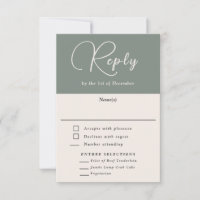Modern Simplicity Deep Sage Simple RSVP with Meals