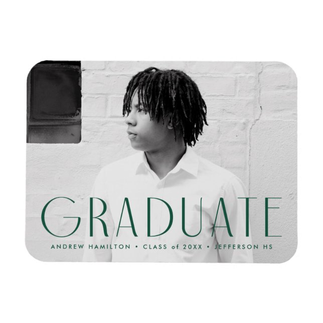 Modern Simplicity Green Photo Graduation Magnet (Horizontal)