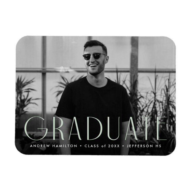 Modern Simplicity Mint Photo Graduation Magnet (Horizontal)