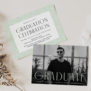 Modern Simplicity Mint Photo Graduation Party Invitation