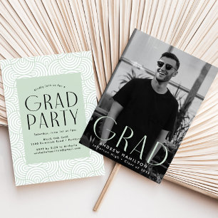 Modern Simplicity Mint Photo Graduation Party Invitation