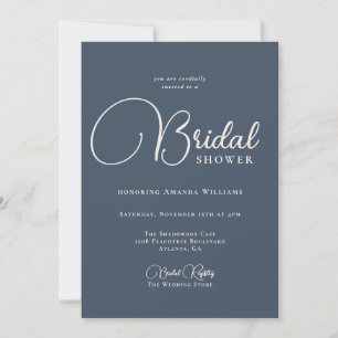 Modern Simplicity Navy Blue Bridal Shower Invitation