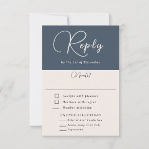 Modern Simplicity Navy Blue Simple RSVP with Meals