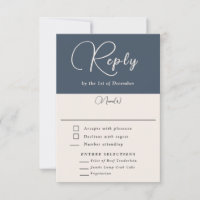 Modern Simplicity Navy Blue Simple RSVP with Meals
