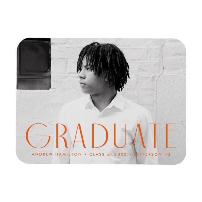 Modern Simplicity Orange Photo Graduation Magnet (Horizontal)
