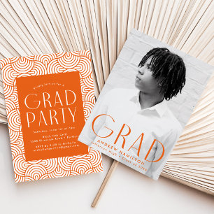 Modern Simplicity Orange Photo Graduation Party Invitation