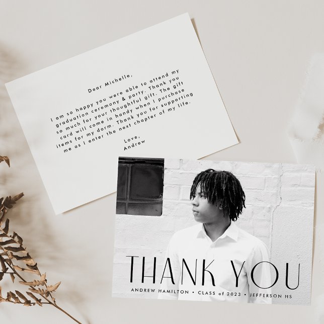 Modern Simplicity Photo Graduation Thank You Card (Creator Uploaded)