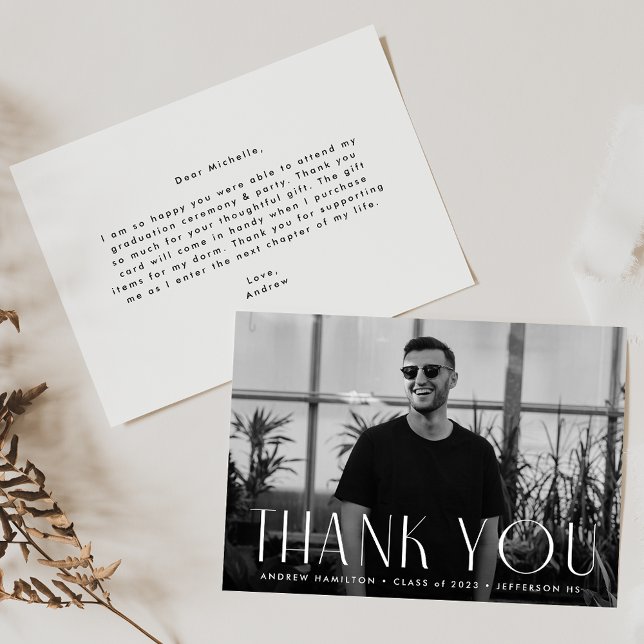 Modern Simplicity Photo Graduation Thank You Card (Creator Uploaded)