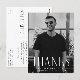 Modern Simplicity Photo Graduation Thank You Postcard