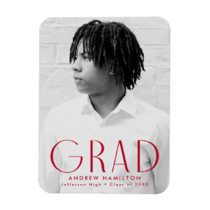 Modern Simplicity Red Photo Graduation Magnet