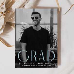 Modern Simplicity Sky Blue Photo Graduation Announcement