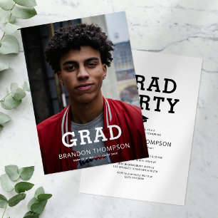 Modern Simplistic Photo Graduation Party Invitation