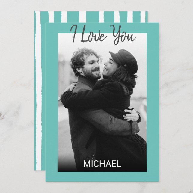 Modern Simplistic  Photo Valentines Day Holiday Card (Front/Back)
