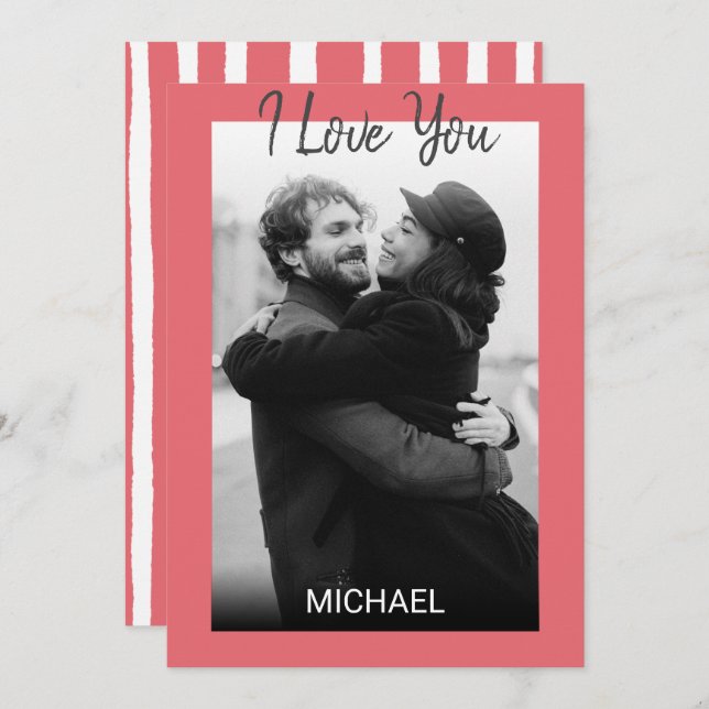 Modern Simplistic  Photo Valentines Day Holiday Card (Front/Back)