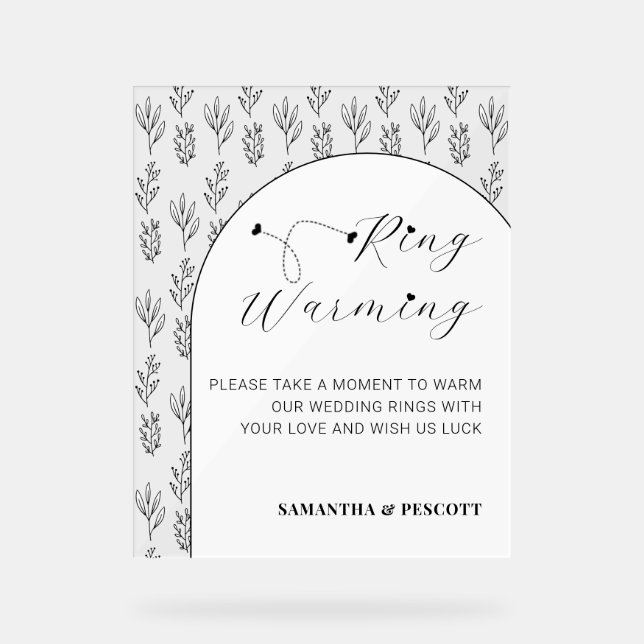Modern Simplistic Rings Warming Wedding Acrylic Sign (Front)