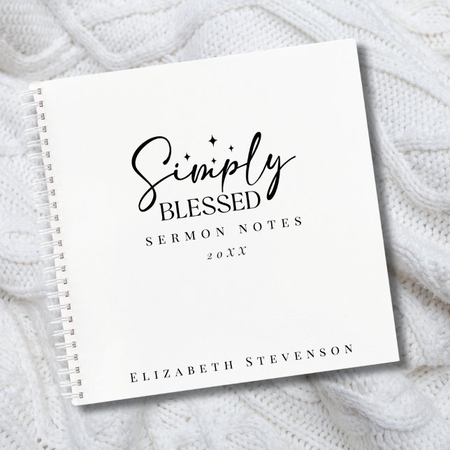 Modern Simply Blessed Black & White Sermon Notes  Notebook (Creator Uploaded)