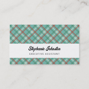 Modern Simply Chic Green Red Plaid Personal Calling Card