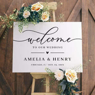 Modern Simply Elegant Wedding Welcome Sign Canvas
