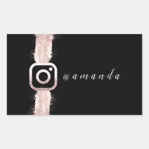 Modern Simply  Makeup Black White Instagra Rose Rectangular Sticker