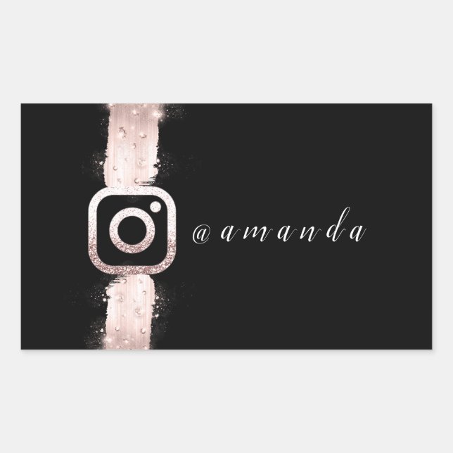 Modern Simply  Makeup Name  Instagra Logo Rectangular Sticker (Front)