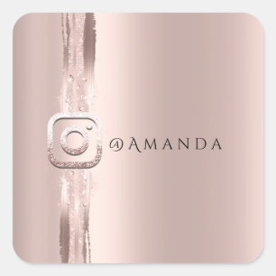 Modern Simply Rose Gold Box Square Instagra Logo Sticker