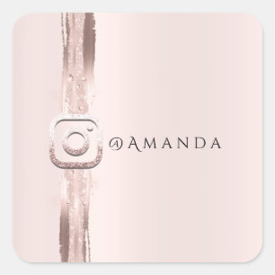 Modern Simply Rose Pink Square Instagra Logo Sticker
