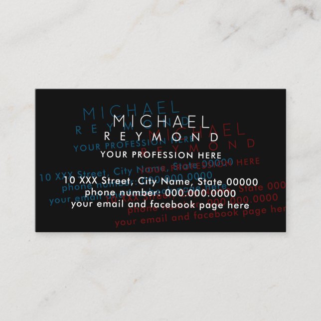 Modern Simulating Printing Errors I overprints Business Card (Front)