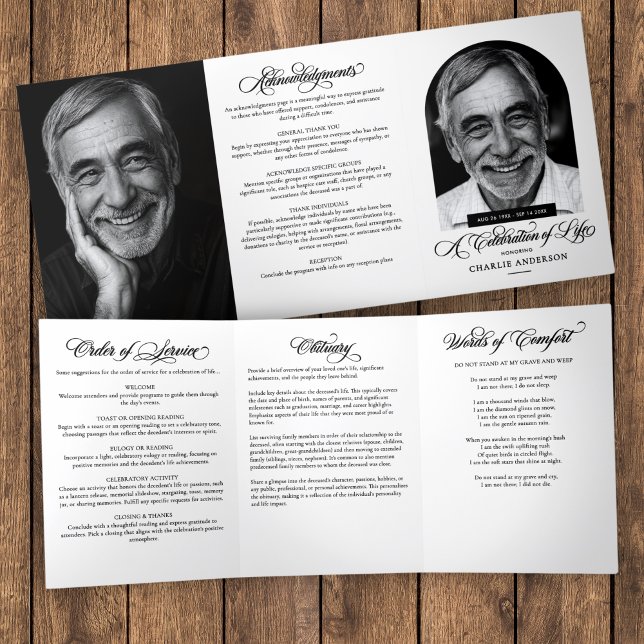 Modern Single Arch Photo Celebration Of Life Tri-F Tri-Fold Programme (Creator Uploaded)
