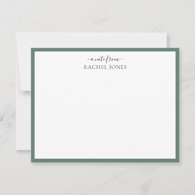 Modern Single Border 'A Note From' Sage Note Card (Front)