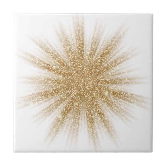 Modern Single Gold Starburst Ceramic Tile (Front)