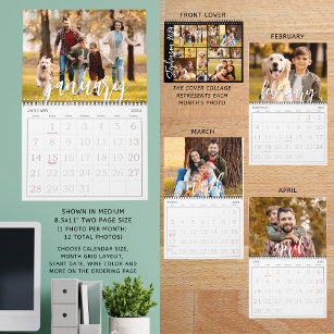 Modern Single Photo and Cover Collage Custom Colou Calendar