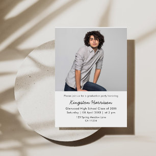 Modern Single Photo Boy Graduation Invitation