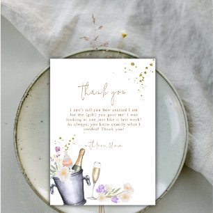 Modern Sip & See Champagne Bottle Baby Shower Thank You Card