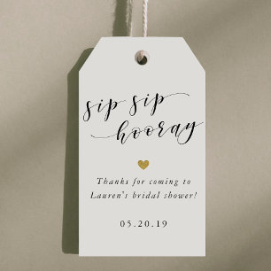 Modern Sip Sip Hooray Bridal Shower Thank You Gift Tags