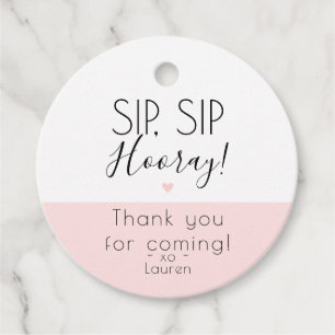 Modern Sip Sip Hooray, Pop the top thank you Heart Favour Tags