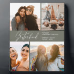 Modern Sisterhood Photo Collage Grayish Green  Plaque<br><div class="desc">Enjoy a special photo collage keepsake of your sisters or best friends. Featuring a signature style typography with a heart on top and some text for you to customise. If you would like to change anything font size,  colour etc,  click on customise further to access the design panel.</div>