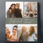 Modern Sisterhood Photo Collage Grayish Green  Plaque<br><div class="desc">Enjoy a special photo collage keepsake of your sisters or best friends. Featuring a signature style typography with a heart on top and some text for you to customise. If you would like to change anything font size,  colour etc,  click on customise further to access the design panel.</div>