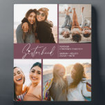 Modern Sisterhood Photo Collage Purple Plaque<br><div class="desc">Enjoy a special photo collage keepsake of your sisters or best friends. Featuring a signature style typography with a heart on top and some text for you to customise. If you would like to change anything font size,  colour etc,  click on customise further to access the design panel.</div>